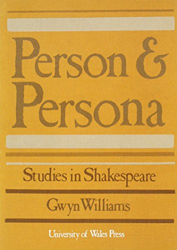 Stock image for Person and Persona Studies in Shakespeare for sale by Goldstone Books