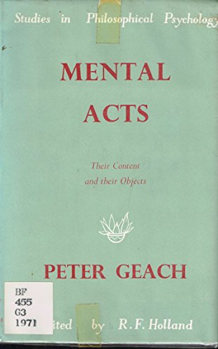 Beispielbild fr Mental Acts (Studies in Philosophy Psychology) zum Verkauf von Better World Books