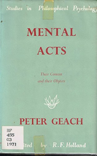 Imagen de archivo de Mental Acts (Studies in Philosophy Psychology) a la venta por ThriftBooks-Atlanta