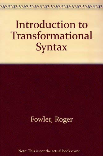 Beispielbild fr An Introduction to Transformational Syntax zum Verkauf von PsychoBabel & Skoob Books