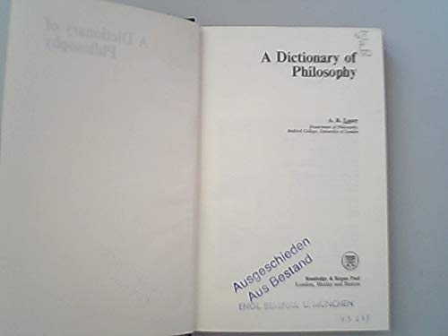 Stock image for A DICTIONARY OF PHILOSOPHY for sale by Neil Shillington: Bookdealer/Booksearch