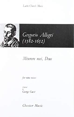 Beispielbild fr Gregorio Allegri: Miserere Mei, Deus (Soprano, Alto, Tenor, Bass / Vocal Score) zum Verkauf von Revaluation Books