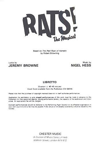 Stock image for Rats! The Musical Libretto (1-9 Copies) (Classroom Musical) for sale by Revaluation Books