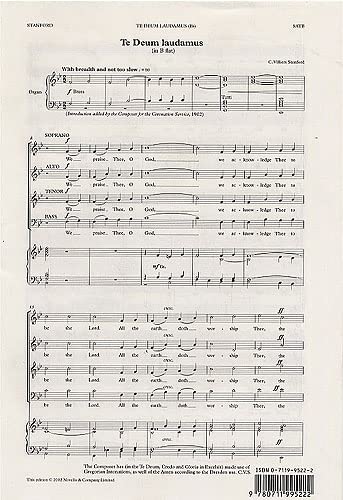 Imagen de archivo de TE DEUM LAUDAMUS IN B-FLAT SATB Format: Softcover a la venta por INDOO