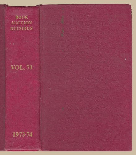 Stock image for Book-Auction Records Vol. 71 1973-74 for sale by Chequamegon Books