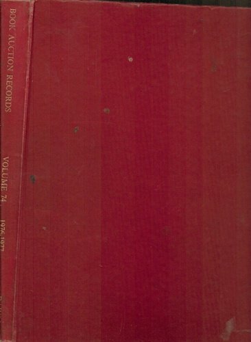 Imagen de archivo de BOOK AUCTION RECORDS VOLUME 74. a la venta por Cambridge Rare Books