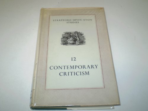 Imagen de archivo de Contemporary Criticism (Stratford Studies) a la venta por Kennys Bookstore