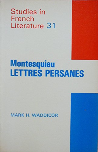 9780713159790: Montesquieu: "Lettres Persanes" (Study in French Literature)