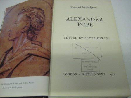 Stock image for Alexander Pope (Writers & Their Background S.) for sale by HALCYON BOOKS