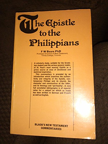 Stock image for Epistle to the Philippians (Black's New Testament Commentaries) for sale by AwesomeBooks