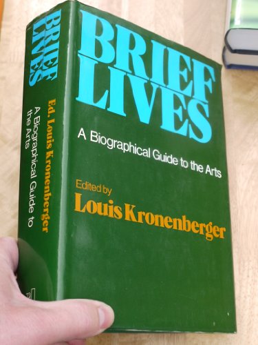 9780713902570: Brief Lives. A Biographical Guide to the Arts