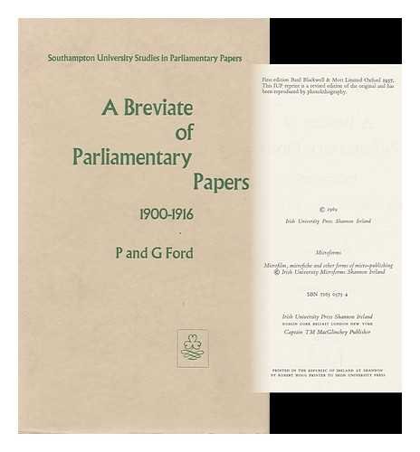 9780716505754: A Breviate Of Parliamentary Papers 1900-1916