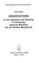 9780716515753: Observations on the importance and necessity of introducing improved machinery into the woollen manufactory (The Development of industrial society series)