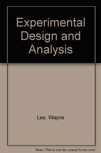 Beispielbild fr Experimental design and analysis (A Series of books in psychology) zum Verkauf von Wonder Book