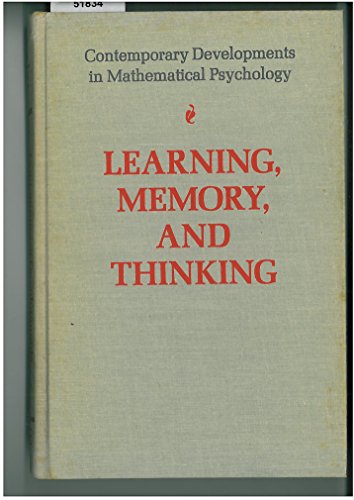 Stock image for Contemporary Developments in Mathematical Psychology : Learning, Memory, and Thinking for sale by Better World Books