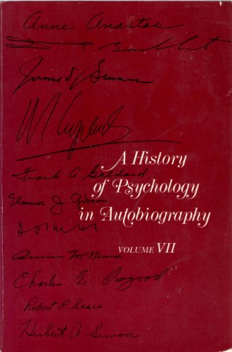 History of Psychology in Autobiography (9780716711209) by Lindzey, Gardner