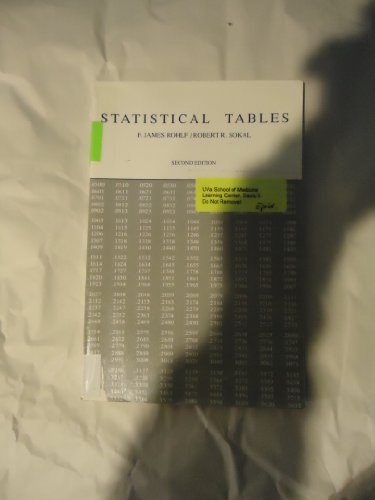 Imagen de archivo de Statistical Tables a la venta por Wonder Book