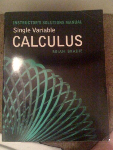 Imagen de archivo de Instructor's Solutions Manual Single Variable Calculus a la venta por HPB-Red
