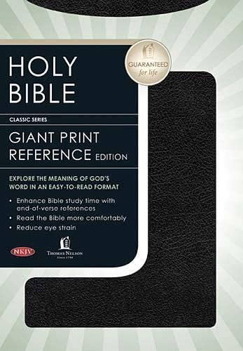 NKJV, Reference Bible, Personal Size, Giant Print (11pt), Imitation Leather, Black, Full Color