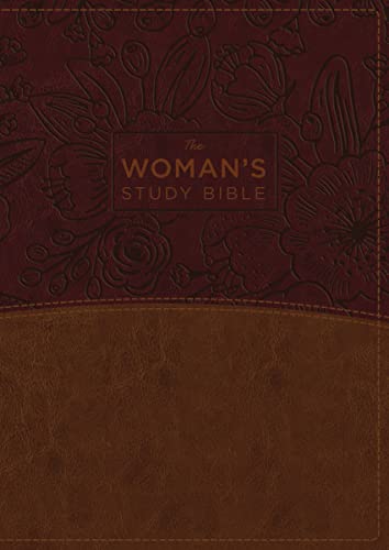 Stock image for NKJV, The Womans Study Bible, Leathersoft, Brown/Burgundy, Red Letter, Full-Color Edition, Thumb Indexed: Receiving Gods Truth for Balance, Hope, and Transformation for sale by Goodwill of Colorado