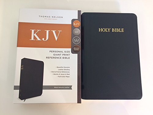 9780718098377: KJV Personal Size Giant Print Reference Bible Black Genuine Leather