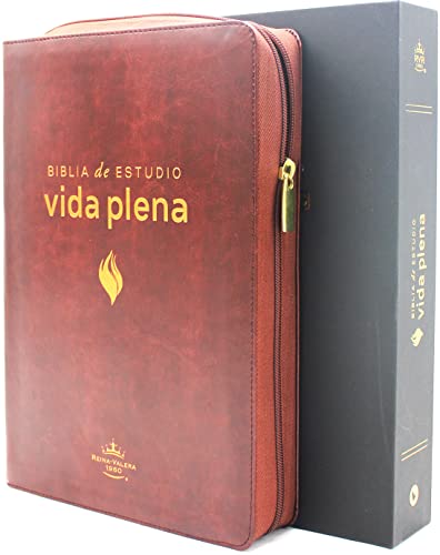 Stock image for Biblia de Estudio De La Vida Plena Reina Valera 1960 Con Cierre y Indice Imitacion piel color Cafe con Estuche de Proteccion for sale by GF Books, Inc.