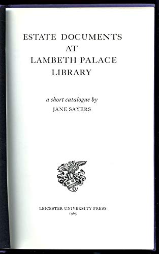 9780718510497: Estate Documents at Lambeth Palace Library