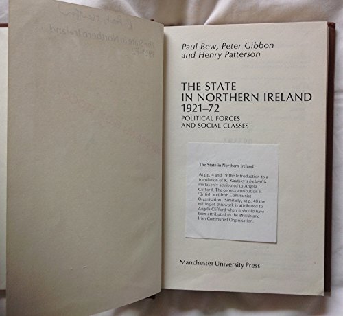 Stock image for State in Northern Ireland, 1921-72: Political Forces and Social Classes for sale by Mike Conry