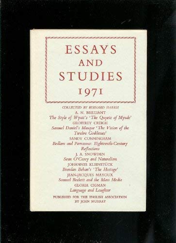 Imagen de archivo de ESSAYS AND STUDIES; VOL 24 a la venta por Neil Shillington: Bookdealer/Booksearch