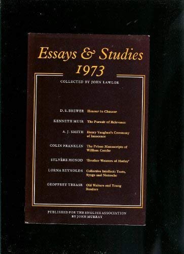 Imagen de archivo de Essays and Studies 1973 a la venta por Victoria Bookshop