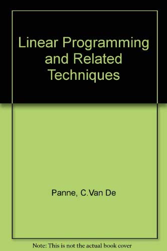 9780720405323: Linear Programming and Related Techniques