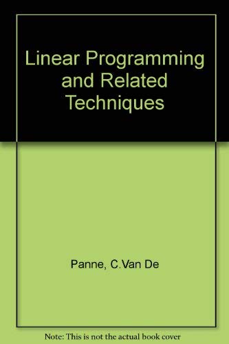 Stock image for Linear Programming and Related Techniques. Second, Revised Edition for sale by Zubal-Books, Since 1961