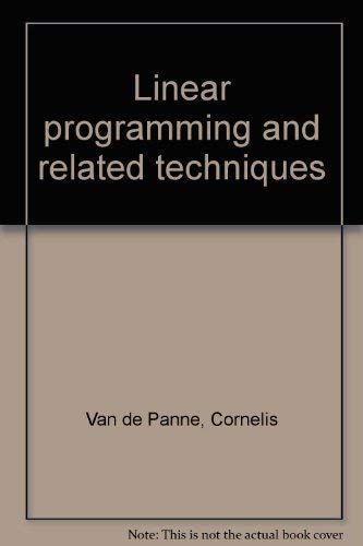 Stock image for Linear programming and related techniques for sale by Robinson Street Books, IOBA