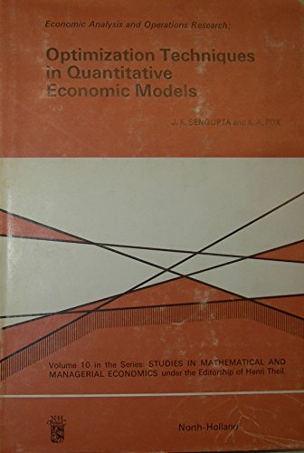 Beispielbild fr Economic Analysis and Operations Research : Optimization Techniques in Quantitative Economic Models zum Verkauf von Better World Books: West