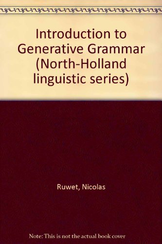 Imagen de archivo de An Introduction to Generative Grammar (North-Holland Linguistic Series) a la venta por Row By Row Bookshop