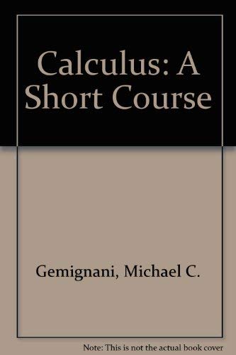 Stock image for Calculus;: A short course for sale by HPB-Red