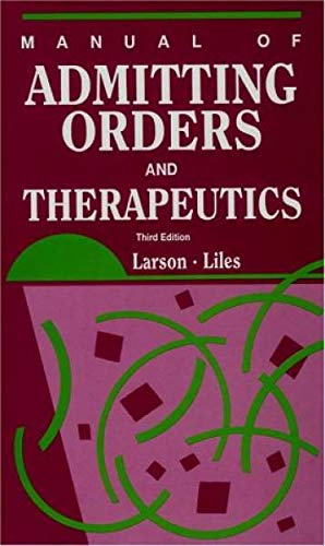 9780721652689: Manual of Admitting Orders and Therapeutics