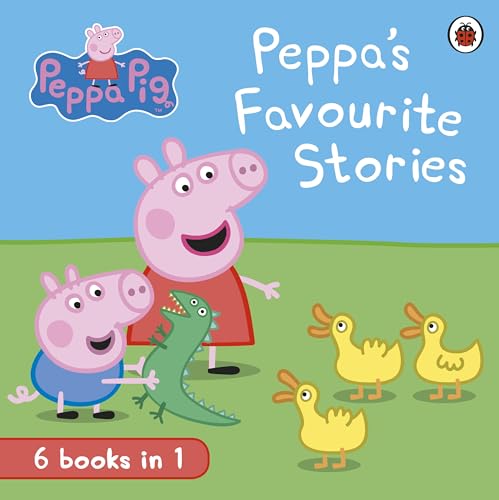 Stock image for PEPPAS FAVOURITE STORIES 6 Books in 1 (NEW, 2013) Peppa Pig Storybook includes 6 stories: 1. Peppa Plays Football 2. Peppa Pigs Family Computer 3. Peppas First Sleepover 4. Peppa Goes Camping 5. Fun at the Fair 6. Peppa Meets the Queen for sale by Greener Books