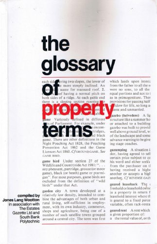 Glossary of Property Terms (9780728201439) by Gazette, Estates; Wootton, Jones Lang; Parsons, Geoff