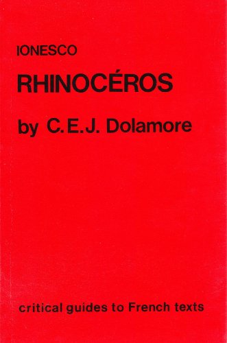 Imagen de archivo de Ionesco: "Rhinoceros": 38 (Critical Guides to French Texts S.) a la venta por WorldofBooks