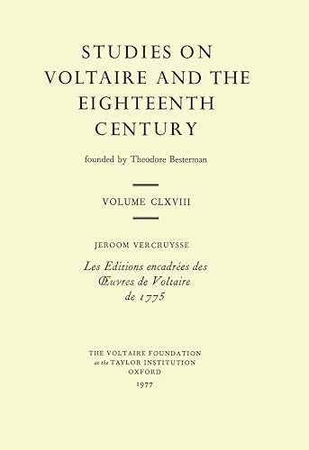 Imagen de archivo de Les Editions encadres des oeuvres de Voltaire de 1775 a la venta por Revaluation Books