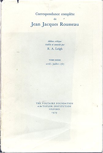 9780729401241: Correspondance Complete De Rousseau: T.33: 1767, Lettres 5806-5999