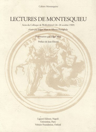 Stock image for Lectures de Montesquieu Actes du Colloque de Wolfen Buttel 2628 Octobre 1989 v 1 Cahiers Montesquieu S for sale by PBShop.store UK
