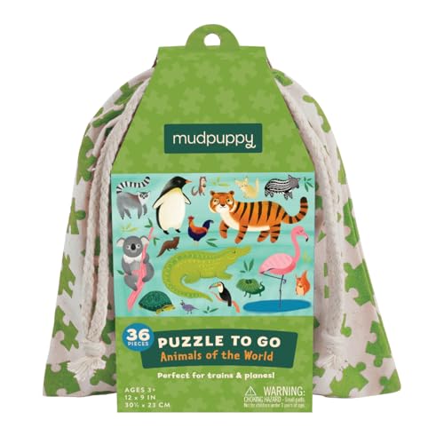 Beispielbild fr Mudpuppy Animals of The World to Go Puzzle, 36 Pieces Great for Kids Ages 3+ - Perfect for Travel, Easy Clean-Up, Packaged in Secure, Reusable Fabric Bag zum Verkauf von BookShop4U