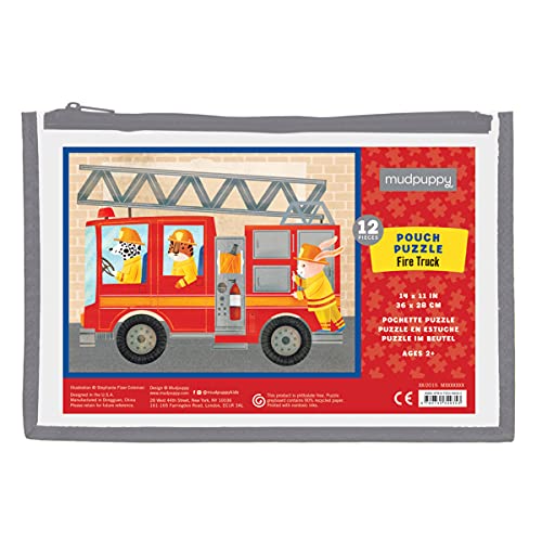 Imagen de archivo de Mudpuppy Fire Truck Pouch Puzzle, 12 Extra Thick Colorful Pieces, 14x11 Great for Kids Age 2-4 Perfect for Travel Helps Develop Hand-Eye Coordination - Packaged in Secure, Reusable Pouch a la venta por Lakeside Books