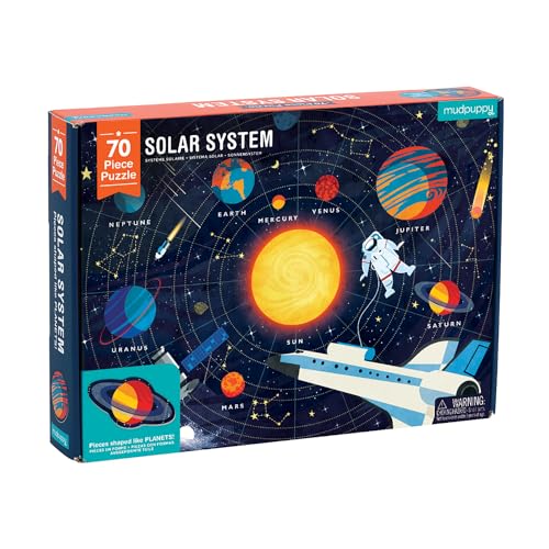 Stock image for Mudpuppy Solar System Puzzle, 70 Pieces, 23?x16.5?, Great for Kids Ages 5-9, Learn the Solar System with Planet-Shaped Puzzle Pieces, Double-Sided Space Puzzle with Planet Names for sale by Save With Sam
