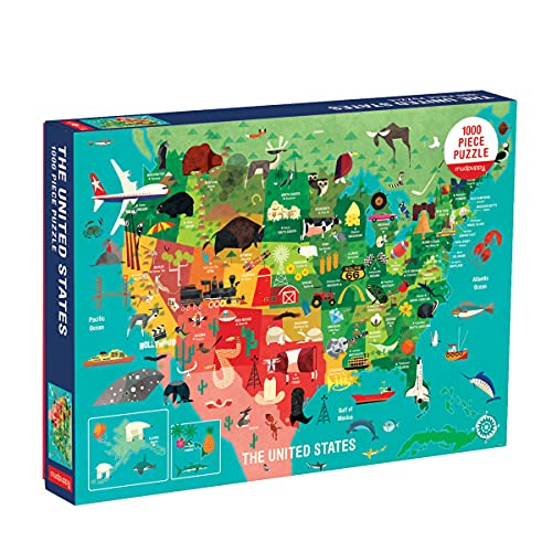 Stock image for Mudpuppy 1000 Piece United States Jigsaw Puzzle for Adults and Families, USA Family Puzzle with Vibrant Illustrations of The Attributes of The 50 States, One Size (9780735353244) for sale by Ebooksweb