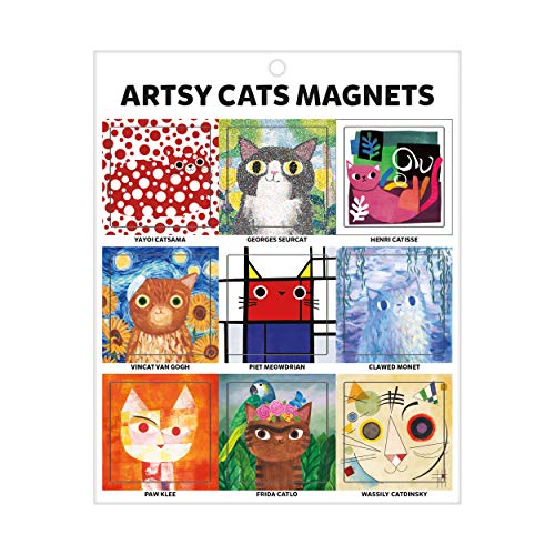 Stock image for Galison Artsy Cats Magnets Artistic and Funny Refrigerator Magnets, Includes Nine Designs, Each One Measures 1.5 x 1.5 Makes A Great Gift for Cat and Art Lovers for sale by Lakeside Books