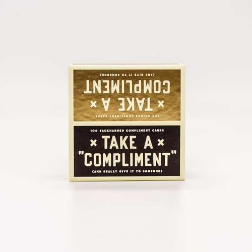 Stock image for Brass Monkey Take a Compliment Card Set, Includes 100 Compliment Cards and 100 Backhanded Compliment Cards Funny Greeting Cards with Blank Insides for All Occasions for sale by Lakeside Books