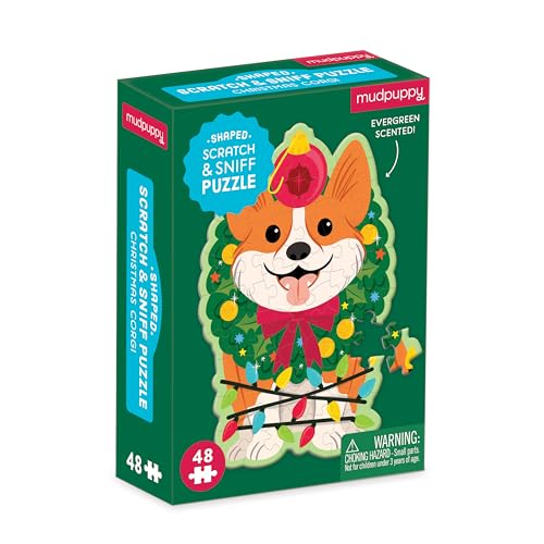 Stock image for Mudpuppy Christmas Corgi 48 Piece Mini Scratch & Sniff Puzzle with Colorful and Fun Illustrations of A Holiday Wreath Corgi and Scented Puzzle Pieces for sale by Lakeside Books